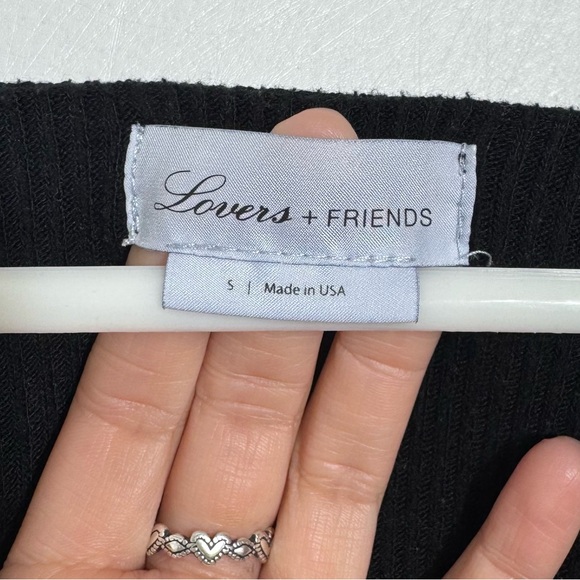 Lovers & Friends Black Edge Front Tie Ridded Knit Cropped Cardigan Size Small - Picture 8 of 8